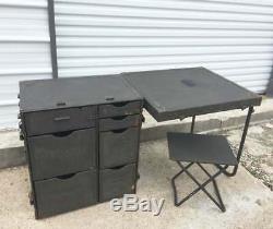 Vtg Us Military Mobile Field Desk Army Surplus Storage Cabinet