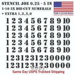1-10 5x+ Stencil Joe Vinyl Sticker Decal Numbers Army Military Surplus Stencils
