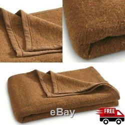 -100% Wool Blanket Italian Army Military Issue Surplus Brown Cover Collectible