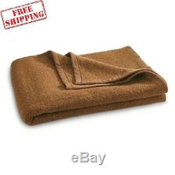 -100% Wool Blanket Italian Army Military Issue Surplus Brown Cover Collectible