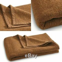 -100% Wool Blanket Italian Army Military Issue Surplus Brown Cover Collectible