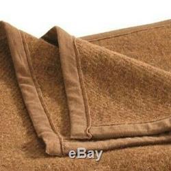 -100% Wool Blanket Italian Army Military Issue Surplus Brown Cover Collectible