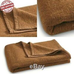 -100% Wool Blanket Italian Army Military Issue Surplus Brown Cover Collectible