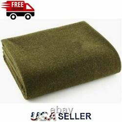 100% Wool Blanket US Army Green Military Surplus Emergency Survival Heavy Duty