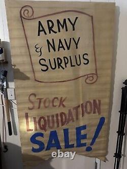 1930s Military Surplus Store Display Sign Banner union made Army Navy Denim