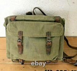 1940 RARE Swiss Army Military Backpack Rucksack Leather Canvas Vintage