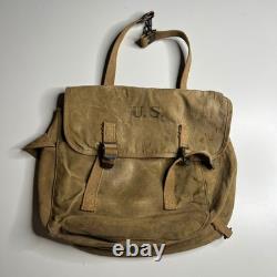 1943 Vintage U. S. Army Canvas Field Pack Bag Khaki Military Gear WWII Utility