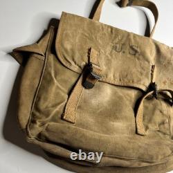 1943 Vintage U. S. Army Canvas Field Pack Bag Khaki Military Gear WWII Utility
