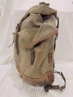 1947 Swiss Army Military Backpack Rucksack Vintage Salt & Pepper Canvas Leather