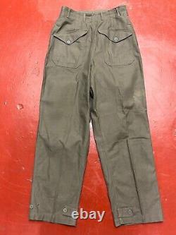 1950s 60s Swedish army fatigue pants wide baggy legs military surplus W30 Small