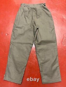1950s 60s Swedish army fatigue pants wide baggy legs military surplus W30 Small