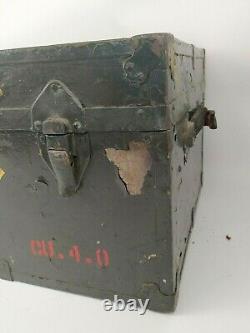 1950s Green Army Military Supply Crate Trunk Mosquito Nets Wood & Metal Surplus