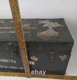 1950s Green Army Military Supply Crate Trunk Mosquito Nets Wood & Metal Surplus