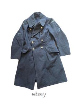 1951 RAF Greatcoat Vintage Wool Army Small Medium Blue Grey Military Surplus LN