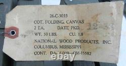 1952 US ARMY Korean War Surplus New Old Stock Never Used Wood & Canvas Cots