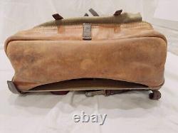 1953 Swiss Army Military Backpack Rucksack Vintage Salt & Pepper Leather Canvas