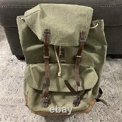 1959 Swiss Army Military Backpack Rucksack Leather Vintage