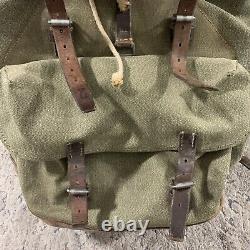 1959 Swiss Army Military Backpack Rucksack Leather Vintage