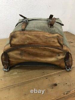 1960 Excellent Condition Swiss Army Military Backpack Rucksack Leather Vintage