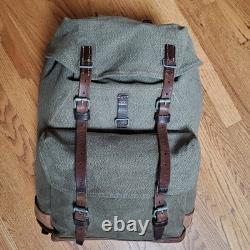 1960 Swiss Army Salt & Pepper Rucksack Canvas Leather J Ruch Bulach Backpack