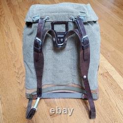 1960 Swiss Army Salt & Pepper Rucksack Canvas Leather J Ruch Bulach Backpack