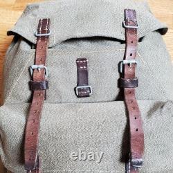 1960 Swiss Army Salt & Pepper Rucksack Canvas Leather J Ruch Bulach Backpack