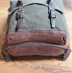 1960 Swiss Army Salt & Pepper Rucksack Canvas Leather J Ruch Bulach Backpack