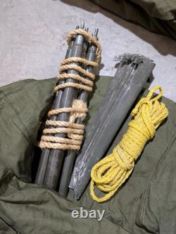1960s US Army Military Issue Shelter Half Pup Tents With Stakes Poles