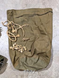 1960s US Army Military Issue Shelter Half Pup Tents With Stakes Poles