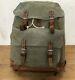 1964 Good Condition Swiss Army Military Backpack Rucksack Canvas Leather Vintage