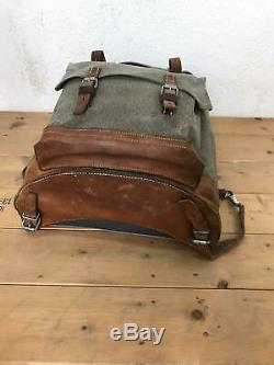 1964 Good Condition Swiss Army Military Backpack Rucksack Canvas Leather Vintage
