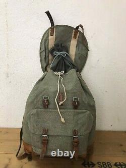 1965 Excellent Condition Swiss Army Military Backpack Rucksack Leather Vintage