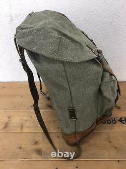 1967 Good Condition Swiss Army Military Backpack Rucksack Canvas Leather Vintage