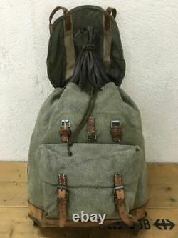 1970 Excellent Condition Swiss Army Military Backpack Rucksack Leather Vintage