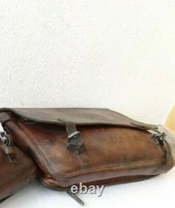 1x Vintage Swiss Army Military Big saddle Leather bag Rarity Motorcycle 1937 37
