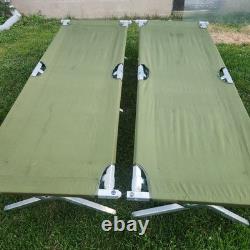 2 Army Military Cot Folding Metal Frame Camping Heavy Duty Vintage See Photos