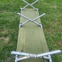 2 Army Military Cot Folding Metal Frame Camping Heavy Duty Vintage See Photos