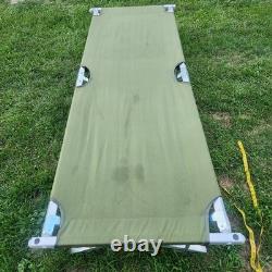 2 Army Military Cot Folding Metal Frame Camping Heavy Duty Vintage See Photos
