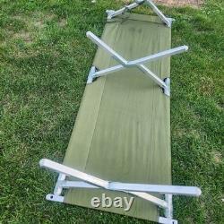 2 Army Military Cot Folding Metal Frame Camping Heavy Duty Vintage See Photos