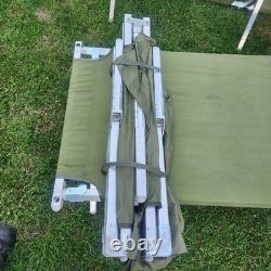 2 Army Military Cot Folding Metal Frame Camping Heavy Duty Vintage See Photos