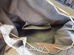 2 Qty. Vintage Swedish Army Military Canvas Leather Backpack Rucksack 3 Crown