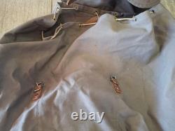 2 Qty. Vintage Swedish Army Military Canvas Leather Backpack Rucksack 3 Crown