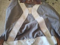 2 Qty. Vintage Swedish Army Military Canvas Leather Backpack Rucksack 3 Crown