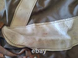 2 Qty. Vintage Swedish Army Military Canvas Leather Backpack Rucksack 3 Crown