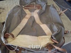 2 Qty. Vintage Swedish Army Military Canvas Leather Backpack Rucksack 3 Crown