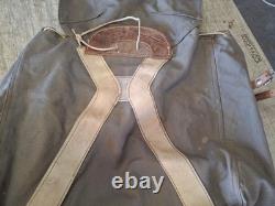 2 Qty. Vintage Swedish Army Military Canvas Leather Backpack Rucksack 3 Crown