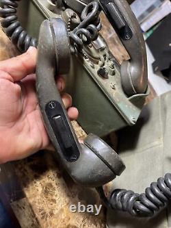 (2) US Army Field Telephone Set TA-312/PT Vintage Military Radio Phone