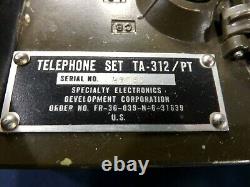 2 VTG Military Army Field Phone Telephones +Cases TA-312/PT Free Ship to the USA
