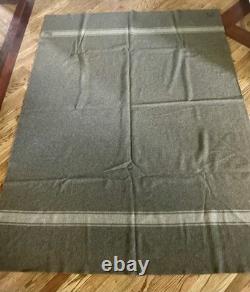 2 Vintage Army Military Bed Field Wool Blankets Olive Green