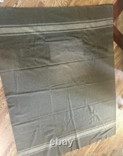 2 Vintage Army Military Bed Field Wool Blankets Olive Green